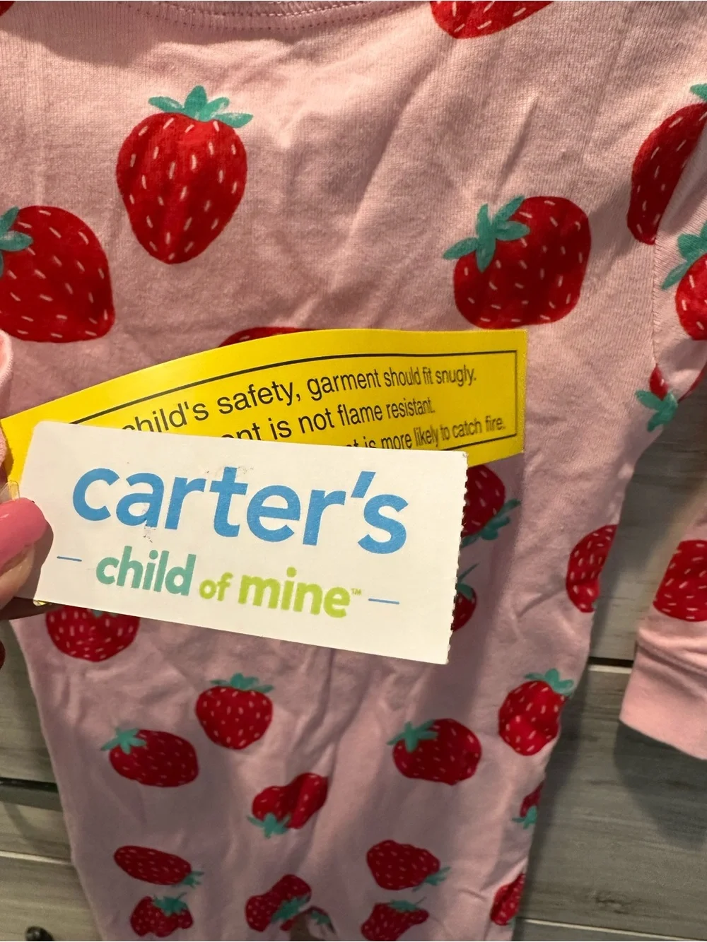 Carter's Pink Strawberry Print Footie Pajamas